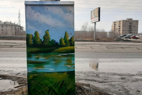 Уличный художник разрисовал два электрошкафа в Магнитогорске. На очереди ещё два и трансформаторная будка